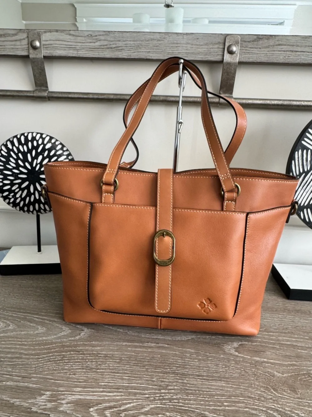Patricia Nash Alanya Leather Tote Bag in Cognac Brown - Picture 2 of 15